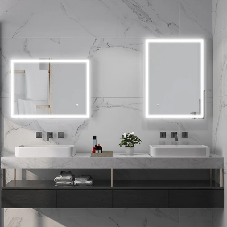 LED-Badezimmerspiegel 80x60 cm mit Touchsteuerung & Antibeschlag, Silber – Bild 2