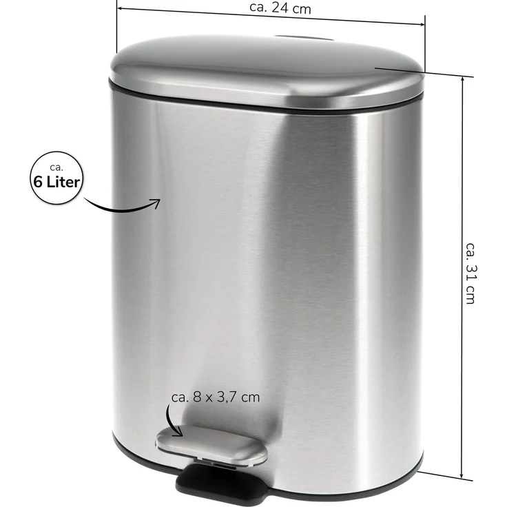 bremermann Kosmetikeimer Treteimer BARBENA - 6 Liter // Edelstahl Anti-Fingerabdruck Softclose – Bild 7
