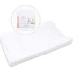 Ti TIN | Wickeltischauflagenbezug aus Frottee-Stoff, 80x50 cm | weicher und saugfähiger Wickelunterlagenbezug, Bezug aus adaptivem elastischem Gewebe, 100% Mikrofaser, Farbe: weiß