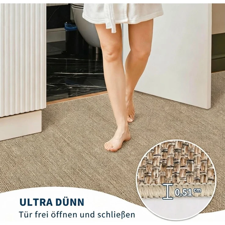 GarveeMore Teppich Moderner Flachgewebe-Teppich „Klassisches Leinen“, rechteckig, Höhe: 5 mm, waschbar, rutschfest, für Wohnzimmer/Schlafzimmer/Esszimmer – Bild 4