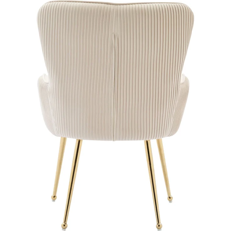 Samt Beige Esszimmerstuhl 2er Set,ergonomischer Lendenstütze, 10 cm dicker Sitzpolsterung, höhenverstellbaren Gold Metallbeinen – Bild 10