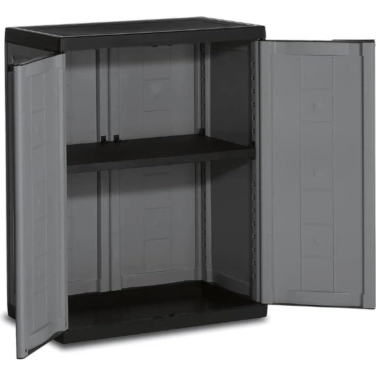 Kis Kunststoffschrank "Jolly" niedrig, dunkelgrau/schwarz – Bild 2