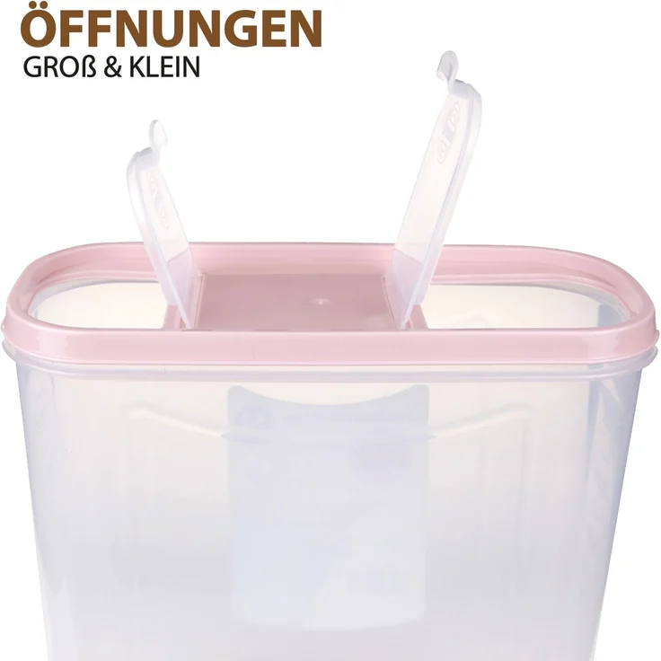 Vorratsdosen mit Deckel 4,5 Liter ( 4er Pack / Altrose ), Luftdicht Schüttdose BPA frei, Vorratsbehälter Set - Frischhaltedosen Klappdeckel – Bild 5