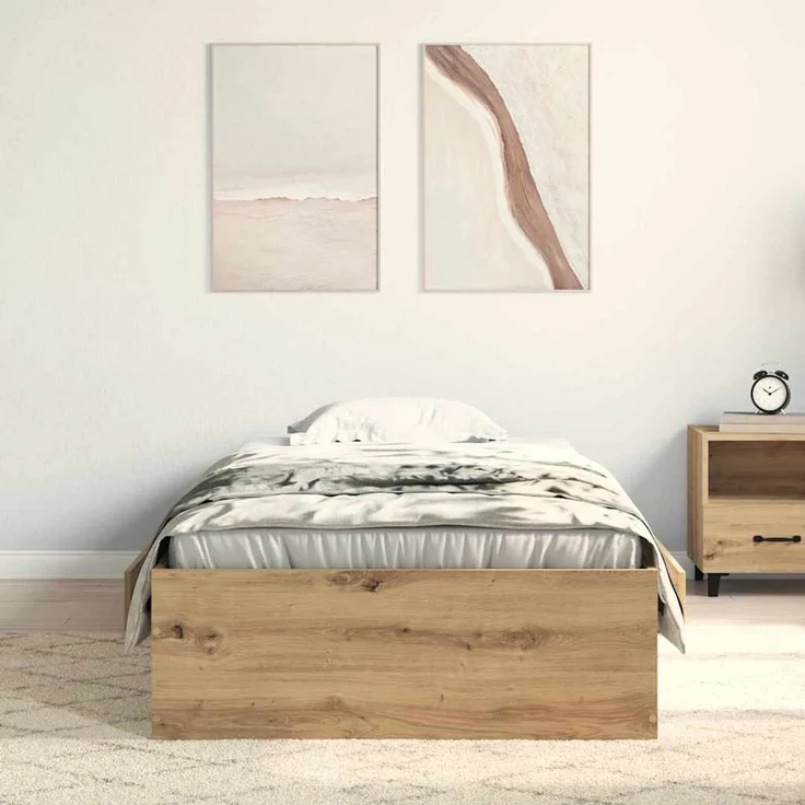 vidaXL Bettrahmen Artisan-Eiche 100 x 200 cm Holzwerkstoff 3333982 – Bild 3