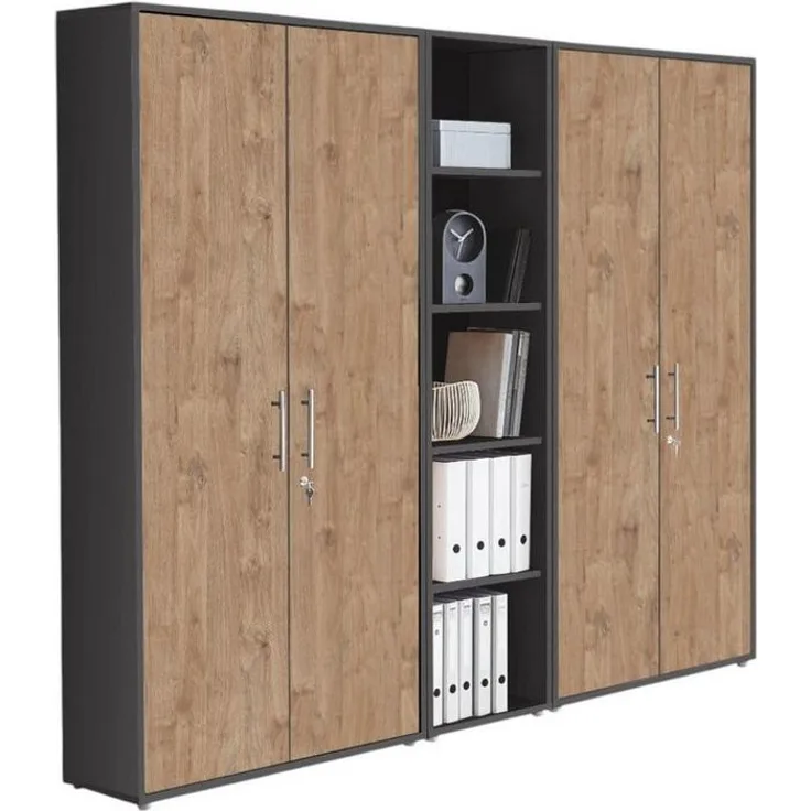 moebel-dich-auf Aktenschrank TABOR 10 (Aktenregale/Aktenschränke ideal für DIN A4 Ordner inkl. 4 Einlegeböden, Büroschrank abschließbar mit Griffen aus Edelstahl) Made in Germany