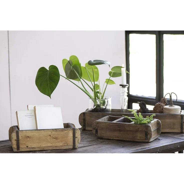 Ib Laursen Holzkiste Ziegelform mit 3 Fächern UNIKA Dekokiste 31x15x9,5cm – Bild 4