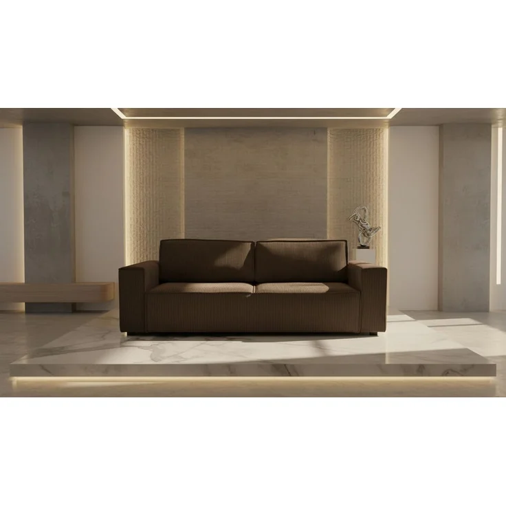 Wohnero24 Schlafsofa HIRA 240x102 cm – Premium Cord Sofa Braun mit Schlaffunktion 191x152 cm & Bettkasten – Bild 3
