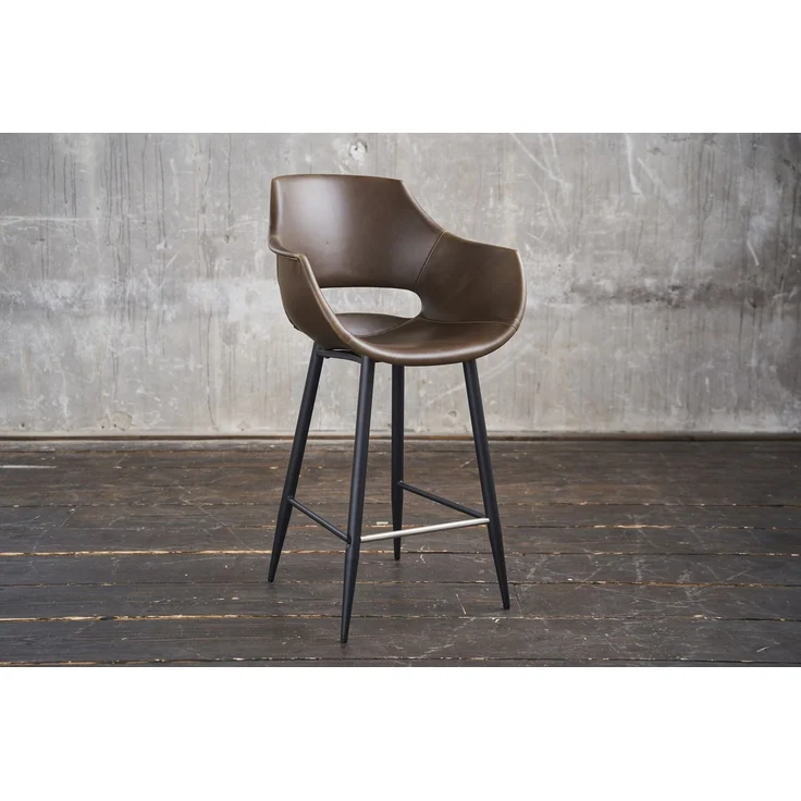KAWOLA Thekenhocker ZAJA Barstuhl Sitzhöhe 65 cm Kunstleder dunkelbraun 103 x 59 x 57 cm – Bild 1