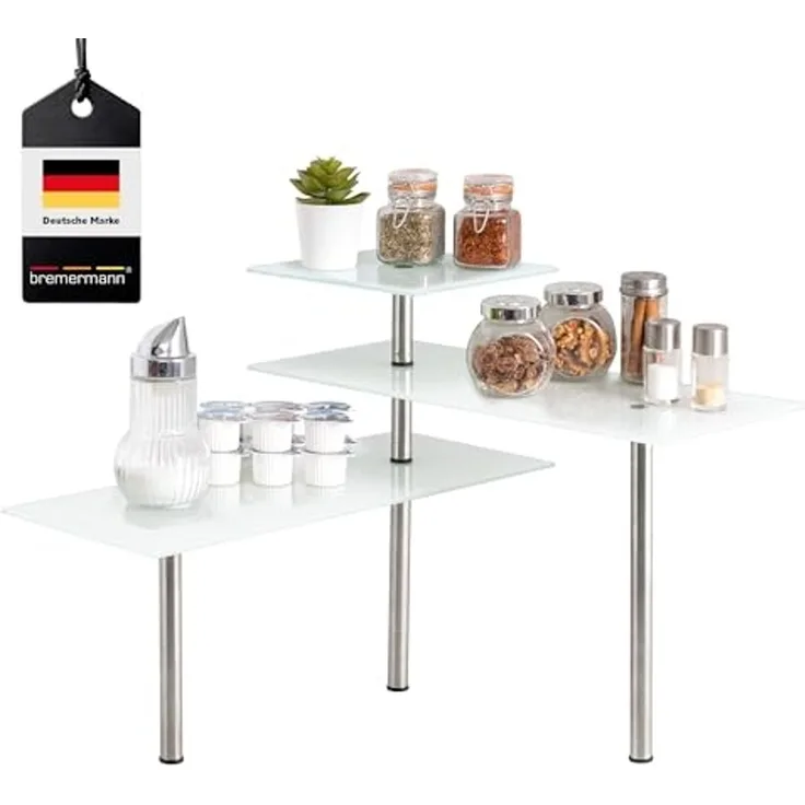 bremermann Küchenregal Eckregal, aus Glas und rostfreiem Edelstahl