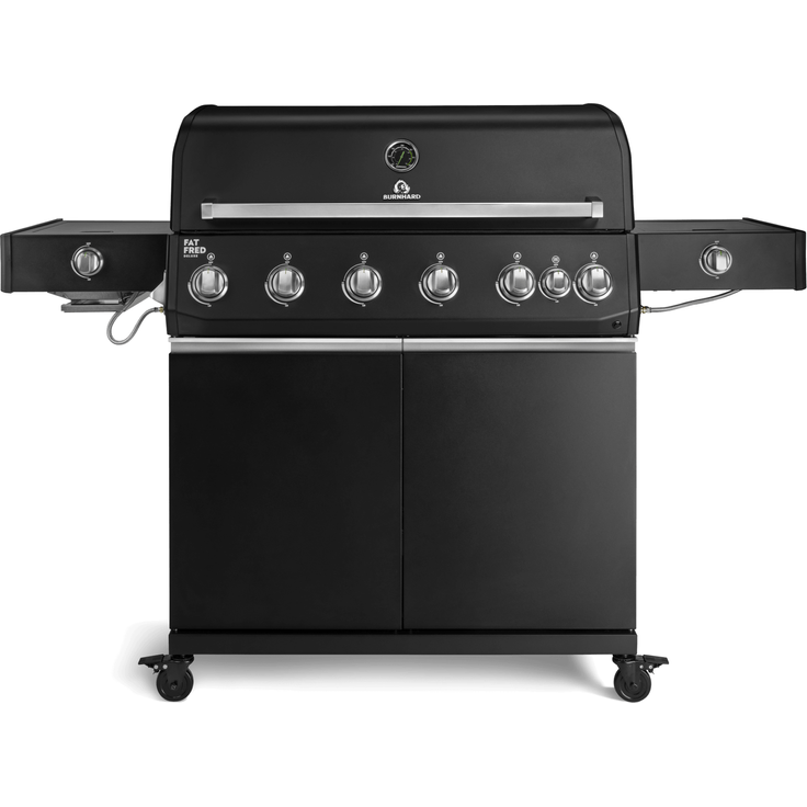 BURNHARD® Fat FRED Deluxe+ Gasgrill 6-Brenner, Gusseisenrost, Schwarz-Matt - Schwarz - #947154