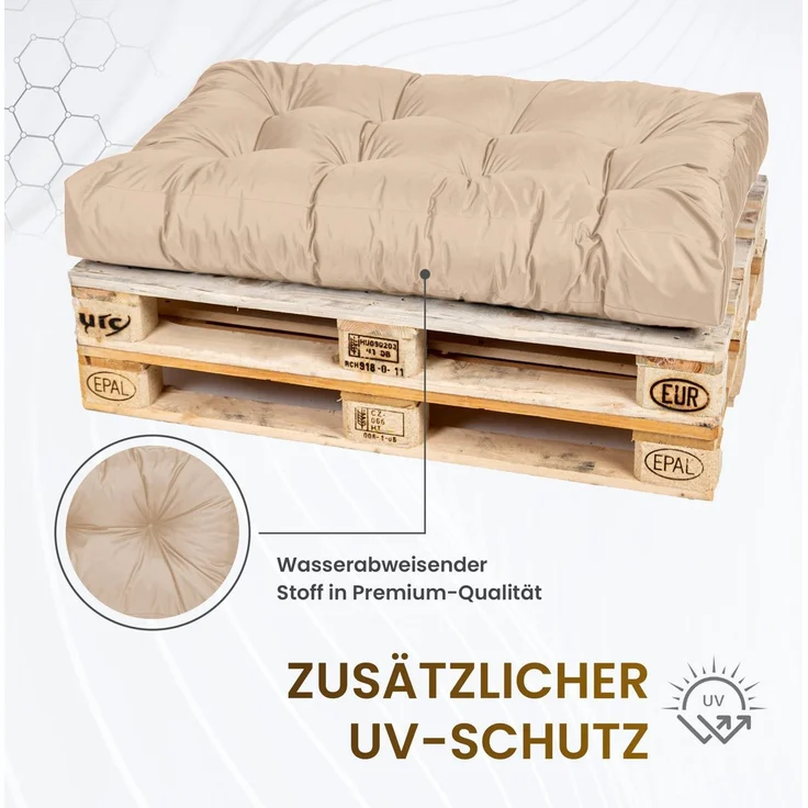 TexDeko Palettenkissen TexDeko Garden Rückenkissen (nur Rückenkissen) wasserabweisend, Premium-Qualität, gesteppt (120x40x20/10cm) – Bild 3