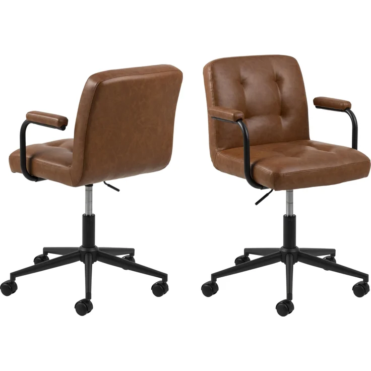 Schreibtischstuhl >Cosmo< in cognac, Polyurethan, Stahl - 56x88,5x59cm (BxHxT) – Bild 1