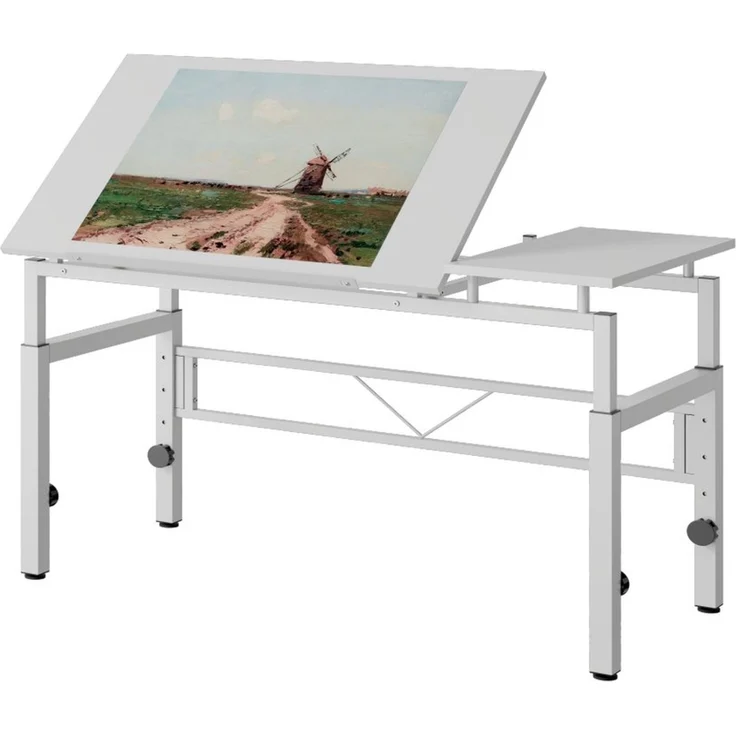 BBWL Zeichentisch höhenverstellbar neigbar Schreibtisch MDF Metall stabil Weiß, Zeichentisch für Büro Studium Atelier multifunktional – Bild 2
