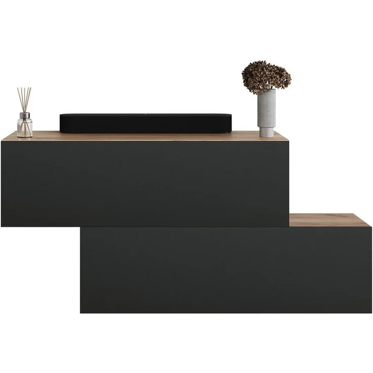 Planetmöbel Garderoben-Set 2x Hängeschrank WEST 100 cm gold eiche / anthrazit, (Garderobenschrank, Wandgarderobe hängend oder stehend), in verschiedenen Farben – Bild 5