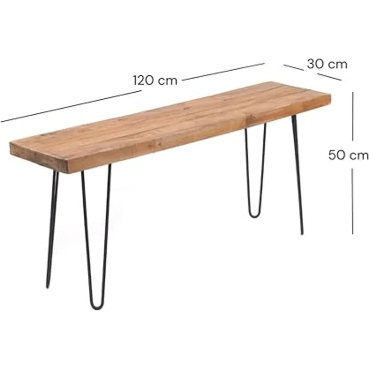 DESIGN DELIGHTS Sitzbank SITZBANK "BOHLE", 120 cm, Altholz massiv, mit Gestell, Esszimmerbank – Bild 2