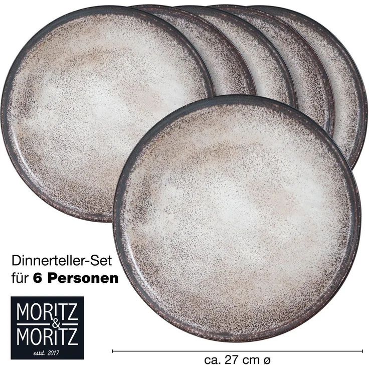 Moritz & Moritz VIDA 6tlg Dinnerteller Beige, Ø 27cm – Bild 2