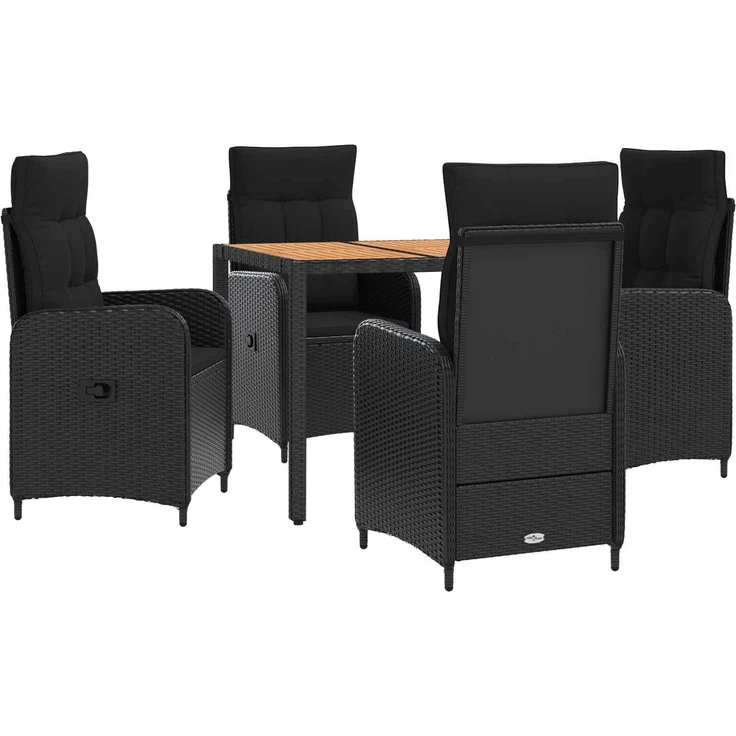 vidaXL Outdoortisch-Set 5 stk. Schwarz 90 x 90 x 75 cm 3422263 – Bild 2