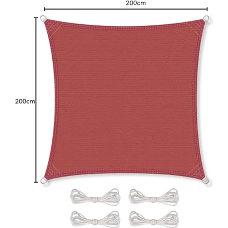CelinaSun Sonnensegel inkl Befestigungsseile Premium HDPE wetterbeständig atmungsaktiv Quadrat 2x2 m terrakotta – Bild 9
