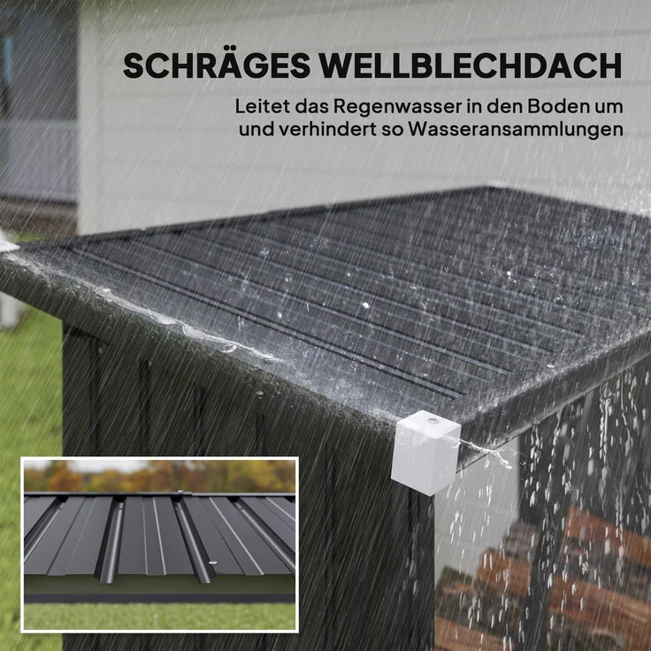 Outsunny Kaminholzregal, Verzinkter Stahl, Dunkelgrau, 150L x 66,5B x 150H cm – Bild 6