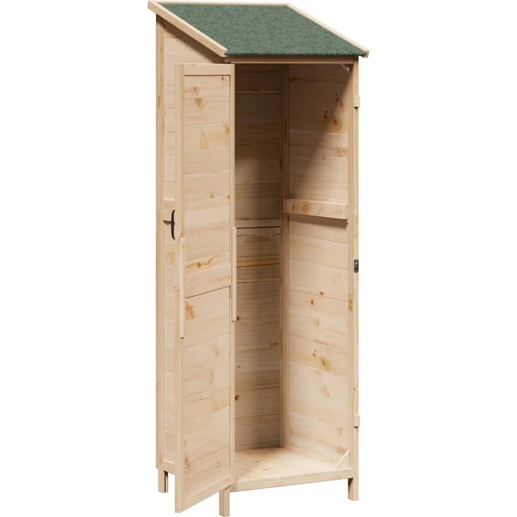 vidaXL Gartenschuppen Natur 59,5 x 56 x 176,5 cm Massivholz aus Fichte 42033444 – Bild 3