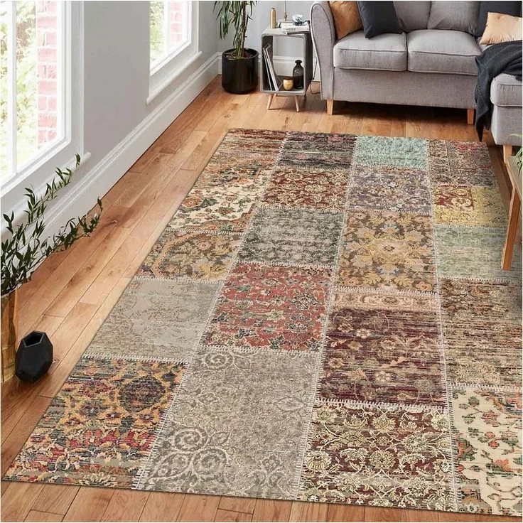 Bamyum Teppich Nadine Teppich mit Chenille-Druck, Waschbarer, Antibakteriell Teppich, Höhe: 80 mm, Einzelstück – Bild 5