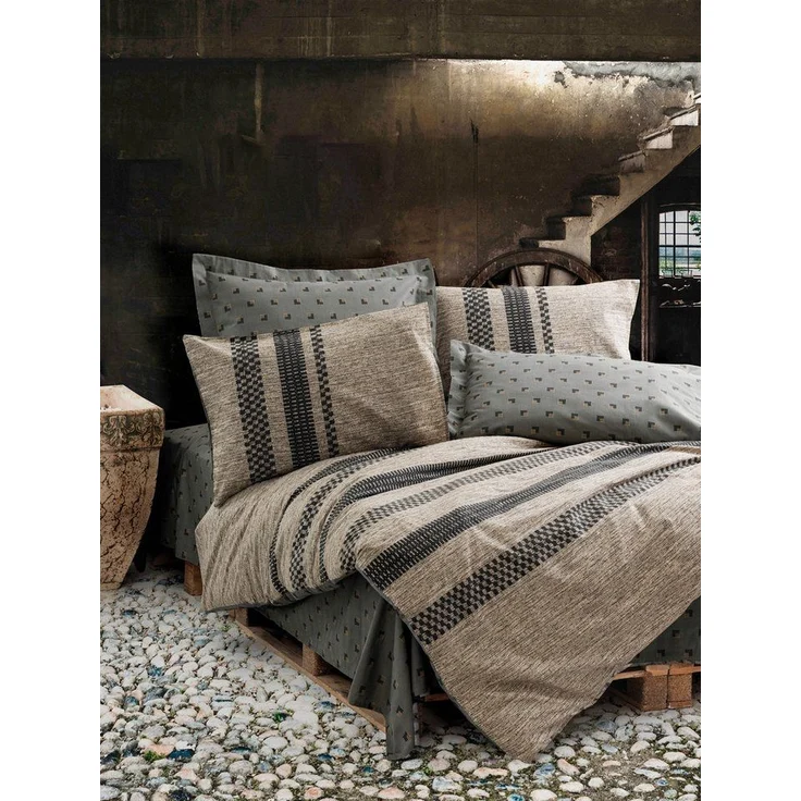 L'Essentiel Maison Bettwäsche Set Arlo Modernes Design in Braun, Schwarz & Grau, Biber Bett Set, 100% COTTON RANFORCE, 3 teilig, Atmungsaktive Ranforce-Qualität, 145 g/m² Fadenzahl – Bild 4