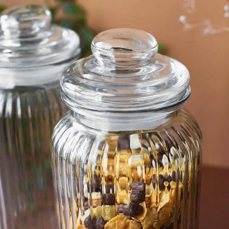 2x Vorratsgläser 1,5L mit Deckel Bonbonglas Vorratsgefäß Glasbehälter Aufbewahrungsglas Keksdose Vorratsglas – Bild 3