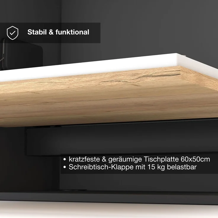 ASSMANN Wandsekretär Cubas Premium Anthrazit 80x36x71cm Holz – Bild 3