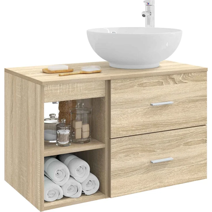 vidaXL Badezimmerschrank-Set 2 stk. Sonoma-Eiche 79,5 x 44,5 x 80 cm 3403914 – Bild 3