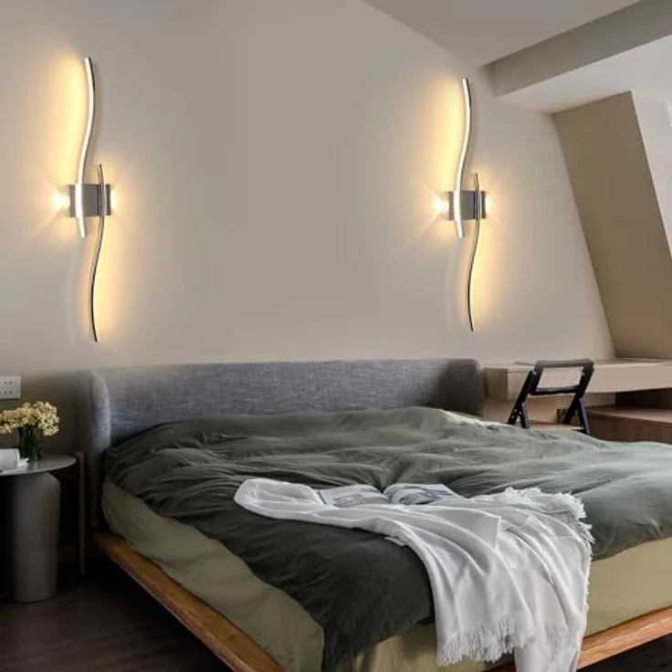 Goeco LED Wandleuchte Innen Dimmbar 89CM 29W Lange Wandlampe Flurlampe mit Fernbedienung 3000K-6500K Chrom Wandbeleuchtung LED mit Memory-Funktion für Wohnzimmer Schlafzimmer Küche – Bild 8
