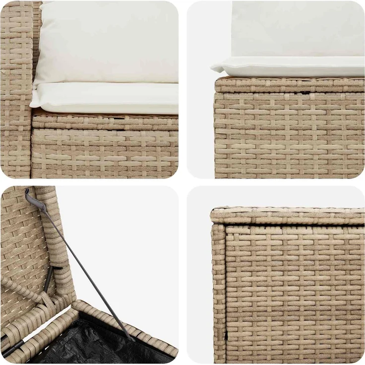 vidaXL Sofa Set 5 stk. Beige und Cremeweiß Polyrattan und Stahl 3447864 – Bild 7