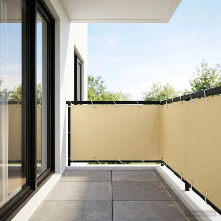 vidaXL Balkon-Sichtschutz 1,5 x 25 m Stoff mit PU-Beschichtung Beige 42036782 – Bild 1