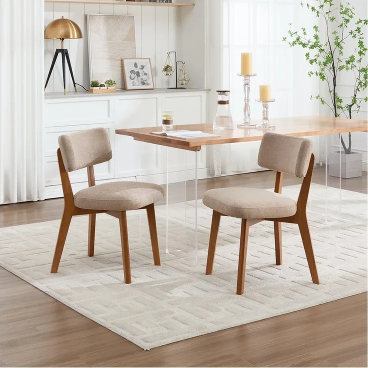 OKWISH 4-Fußstuhl Esszimmerstuhl (2er-Set mit Massivholzbeinen & gepolstertem Stoff), Polsterstuhl, ergonomisch