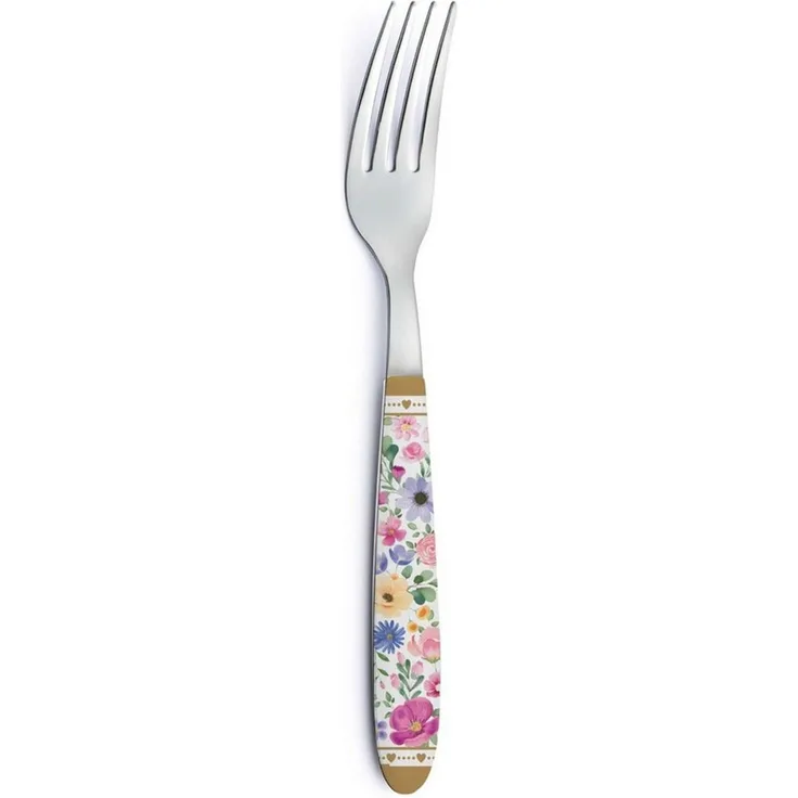EasyLife Besteck-Set Mon Amour, Stahl, Spülmaschinengeeignet, Mehrfarbig, Herzen & Blumen, H: cm