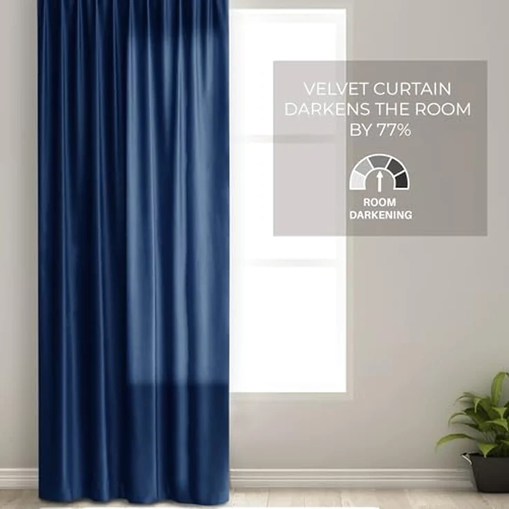 Restilo Gardine Gardine Multifunktionsband Kräuselband Vorhang Verdunkelnd Samt Textil (1 St), Kräuselband, verdunkelnd, Samt Textilien, mit Raffhalter – Bild 5