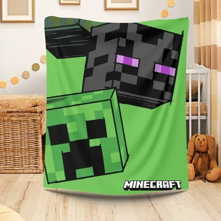 Kinderdecke Minecraft Gamer Decke, Polyester, 100x150 cm Creeper Design, Minecraft – Bild 4