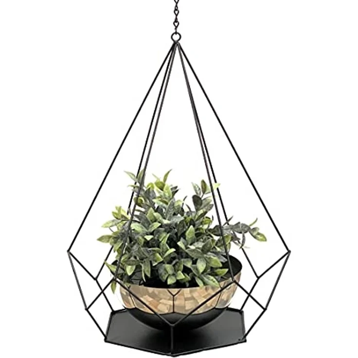 DanDiBo Blumenampel Innen Metall Wand Hängepflanzen 76 cm 96095 L mit Topf 6 Ecken Pflanzenhänger Blumenhänger Topfhänger Blumen Blumentopfhänger Hängetopf – Bild 6