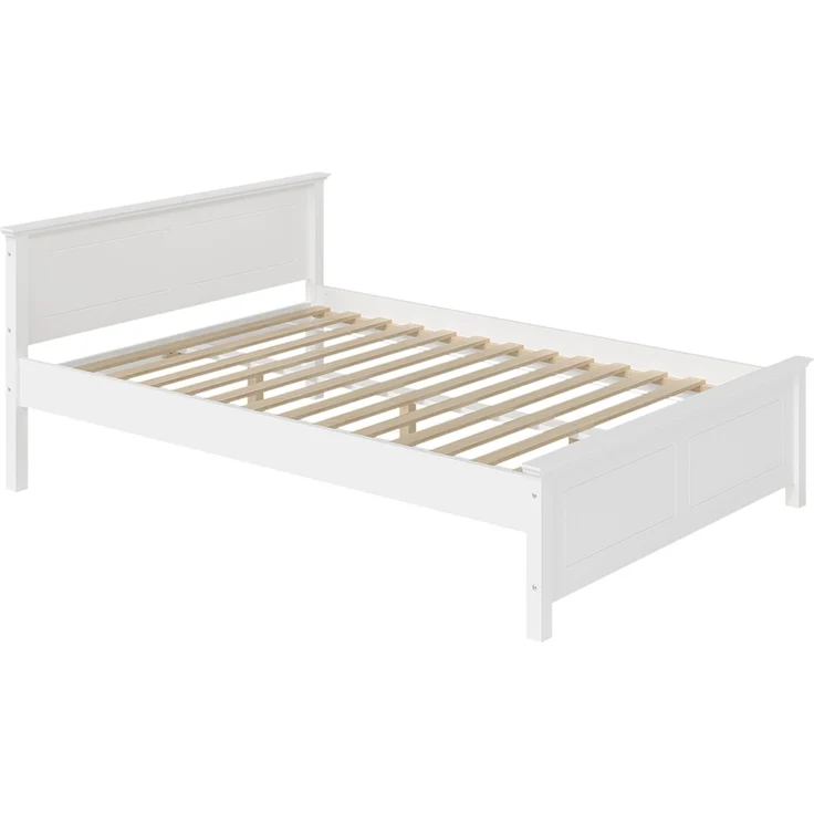 Bellamio 'Medje' Bett 140x200 cm in Kassettenoptik, Kiefer, weiß lackiert, Holzbett im Landhausstil mit Lattenrost, geeignet als Doppelbett – Bild 2