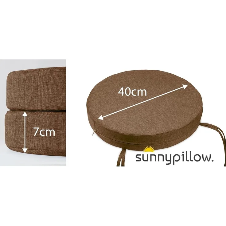 sunnypillow Stuhlkissen 2er Set Stuhlkissen Rund Ø 40 cm mit Bändern "HAVANA"