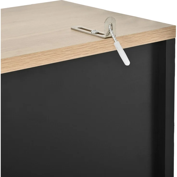 ZUBALIYA Vitrinenschrank mit Tür / Küchenschrank, mit verstellbaren Einlegeböden und lochblech, Schwarz, 103.5 x 40 x 180 cm, fürs Kinderzimmer, mit Schubladen, mit Stauraum – Bild 22