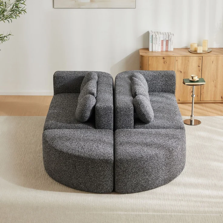 ZUBALIYA Modulares Sofa mit Chenille - Bezug, mit breiten Armlehnen, modular aufgebaut, ohne aufwendige Montage, Schwarz – Bild 10