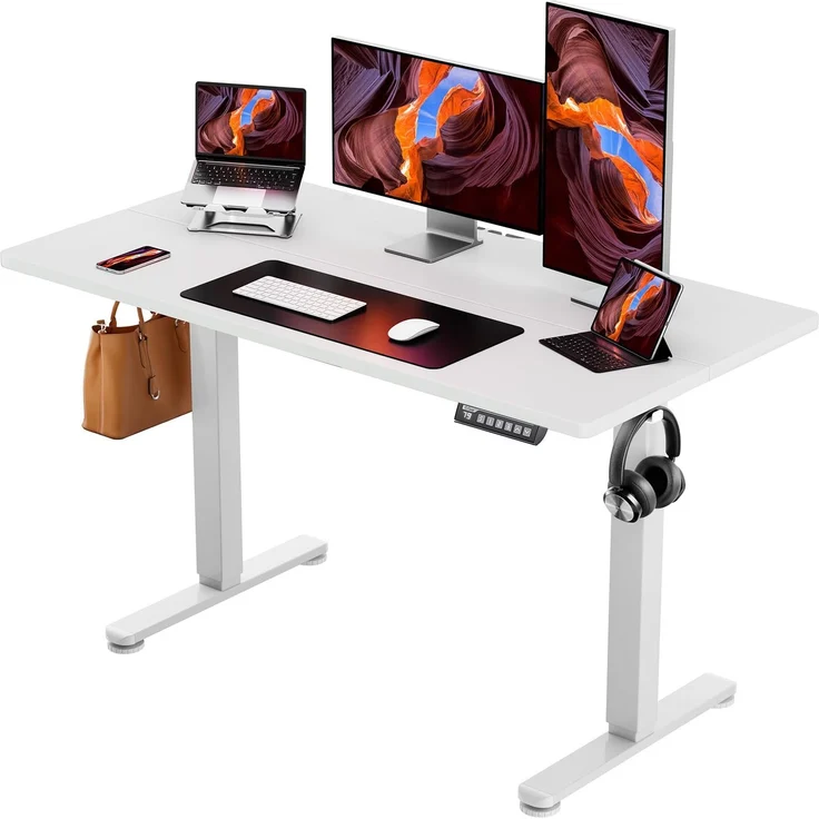 ErGear Elektrisch Höhenverstellbarer Schreibtisch 120x60 cm, Schreibtisch Höhenverstellbar mit 4-Gedächtnis-Smart-Pult für Home-Office mit Verbindungsplatte