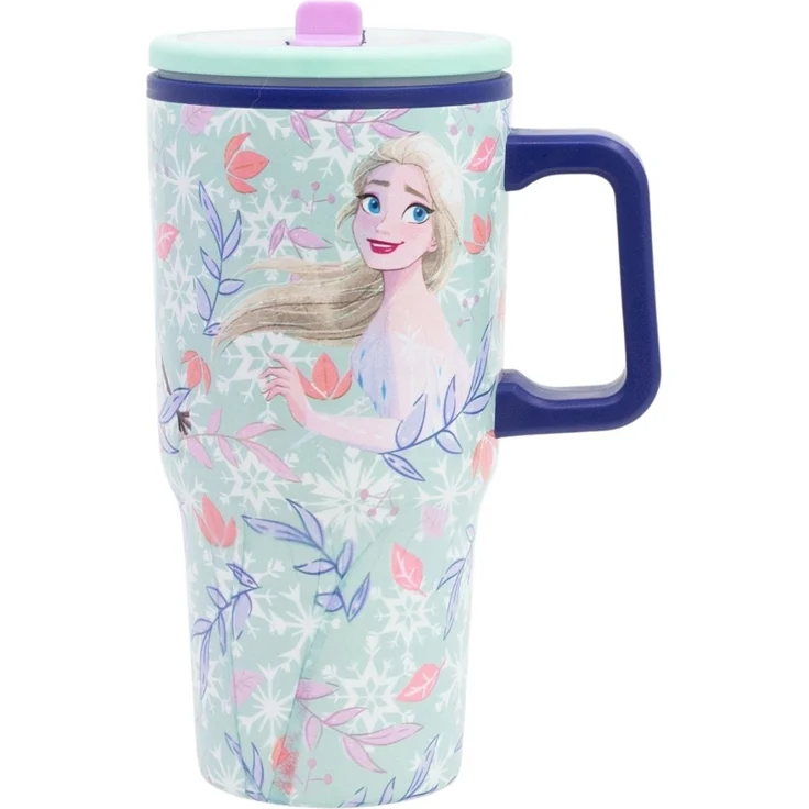 Disney Frozen Thermobecher 640 ml Edelstahl doppelwandiger Trinkbecher mit Trinkhalm – Bild 3