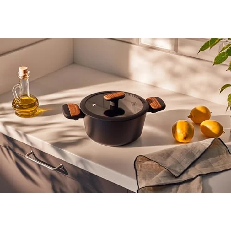 RESTO Kitchenware Kochtopf Mon, Bratentopf antihaftbeschichtet und spülmaschinenfest, Aluminium (2-tlg), mit Glasdeckel und stoßdämpfendem Silikonrand, im Geschenkkarton – Bild 5