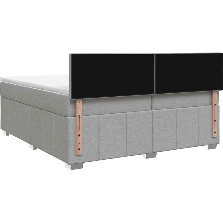 vidaXL Boxspringbett mit Matratze Hellgrau 200 x 200 cm Stoff 3452754 – Bild 9