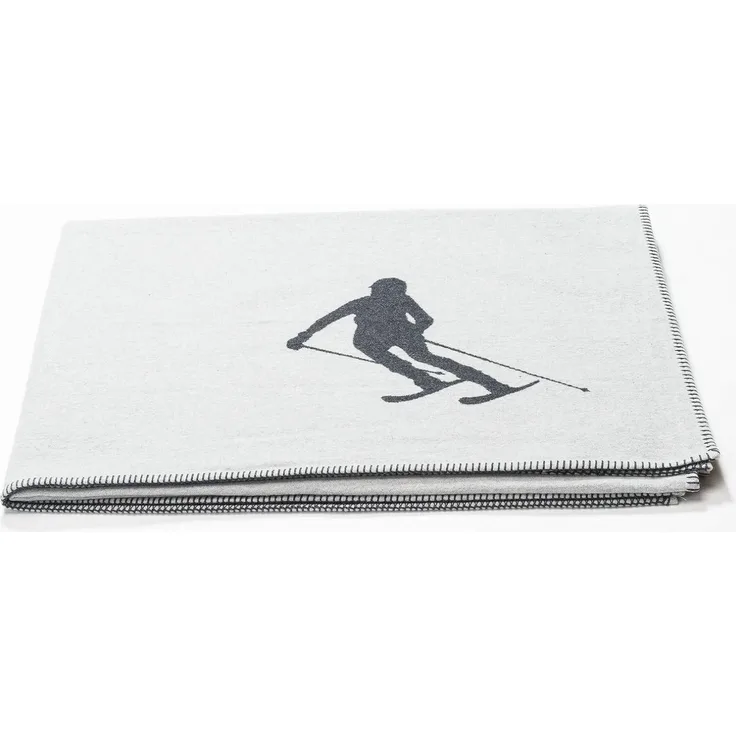 Plaid Skifahrer grau 140x200 cm, DAVID FUSSENEGGER