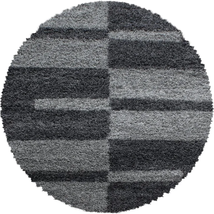 Carpettex Hochflor-Teppich Kariert Design, Rund, Höhe: 30 mm, Teppich Kariert Design Teppich im modern Stil Teppich Wohnzimmer