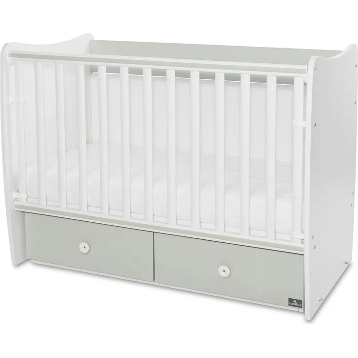Lorelli Babybett MATRIX NEW Kinderbett 120 x 60 cm, 2 Ebenen, 2 Schubladen grün