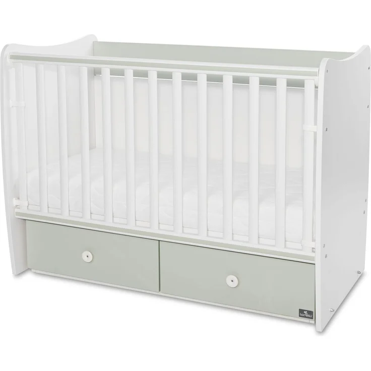 Lorelli Babybett MATRIX NEW Kinderbett 120 x 60 cm, 2 Ebenen, 2 Schubladen grün – Bild 1
