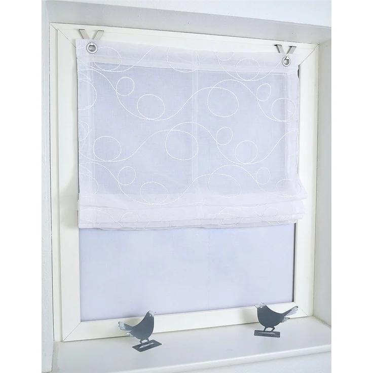 Kutti Raffrollo Jasmin, mit Hakenaufhängung, ohne Bohren, einfarbig, bestickt, matt, Polyester, pflegeleicht, mit Fensterhaken – Bild 2